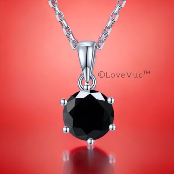 Certified 1ct. t.w. Black Diamond 6-prong Solitaire Necklace - Picture 1 of 13